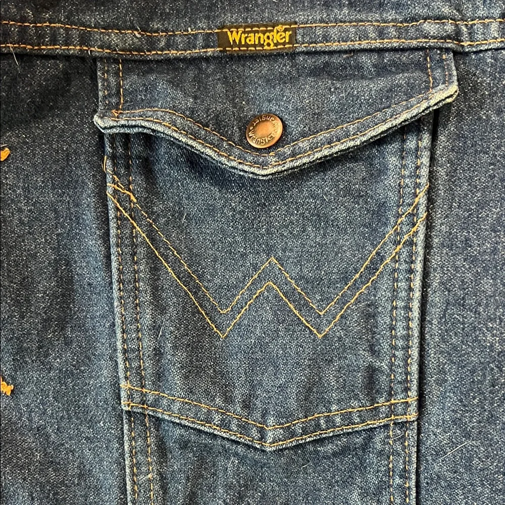 VINTAGE EUC Wrangler Western Denim‎ Jacket Shearling Lining, Sz XXL